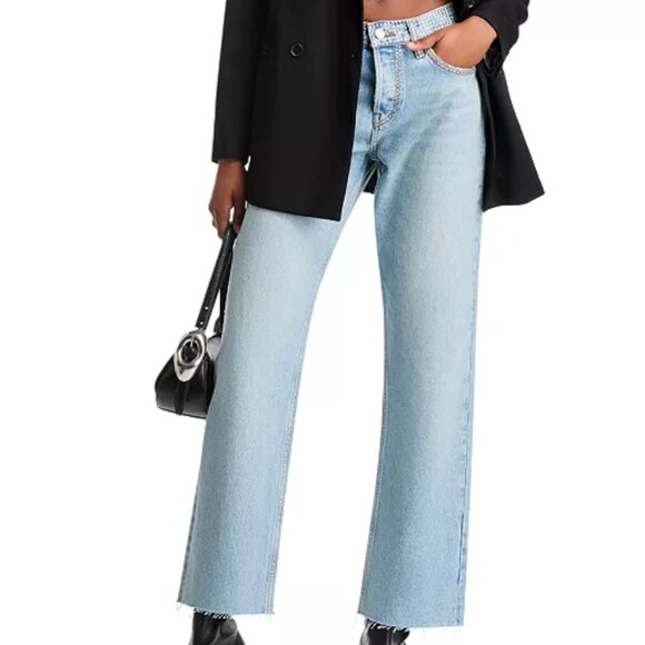 Re/Done Easy Rhinestone Straight Crop Jeans in Diamond Tide 26 $395 - Picture 4 of 8